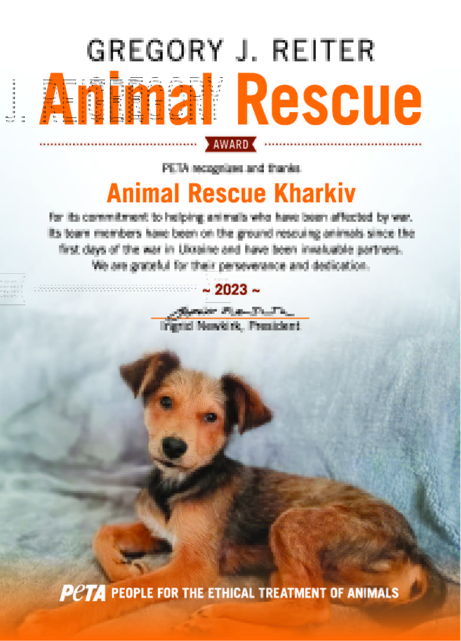 Reiter Animal Rescue Award Kharkiv_300
